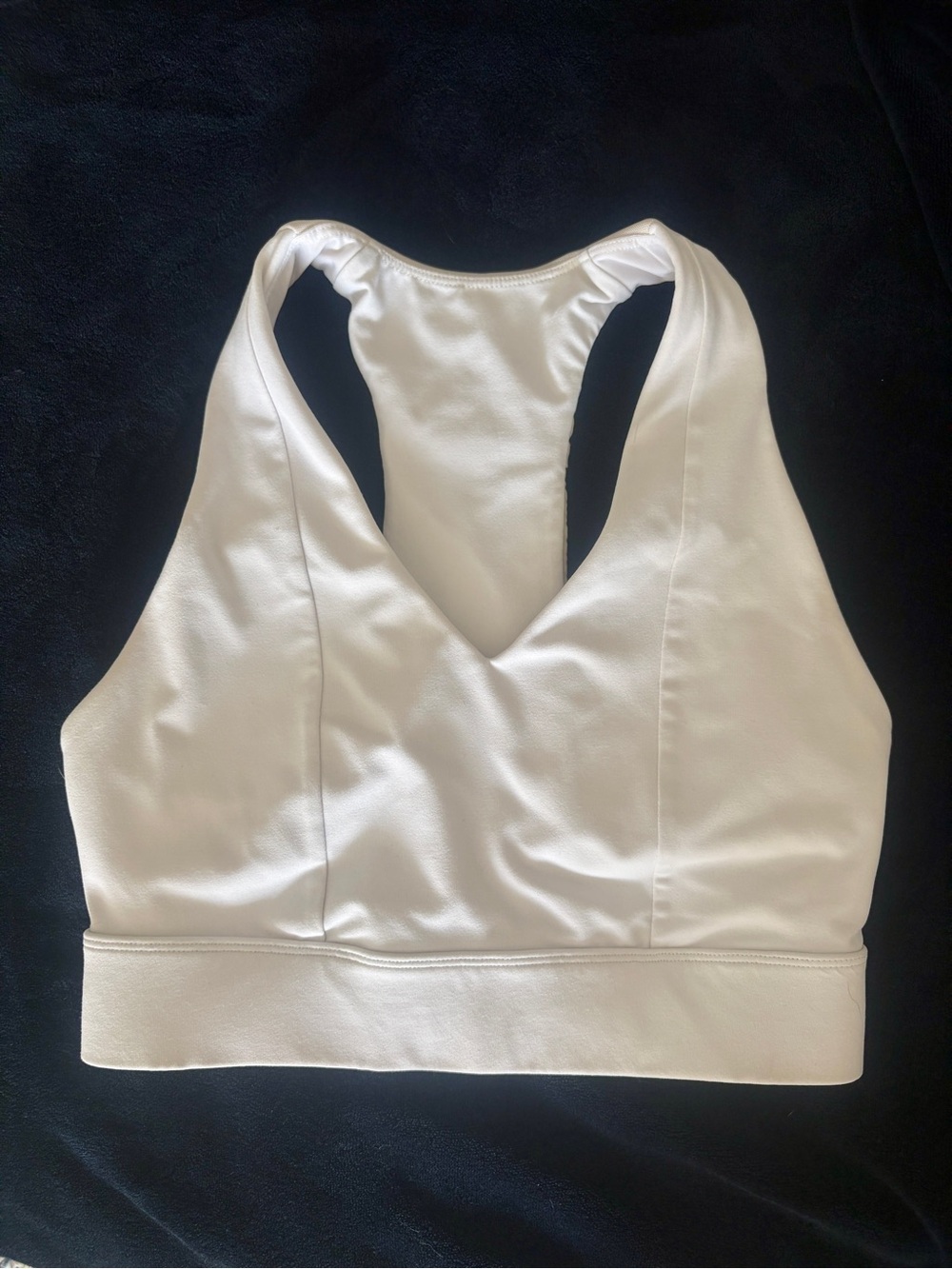 Fabletics White Racerback Sports Bra with Pocket